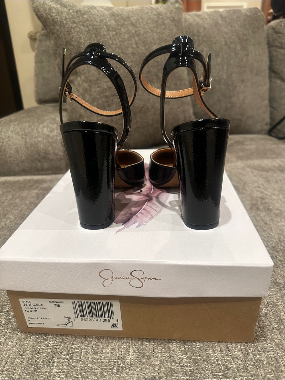 Jessica Simpson Black Patent Pointed Toe Ankle Strap Pumps - Picture 3 of 6